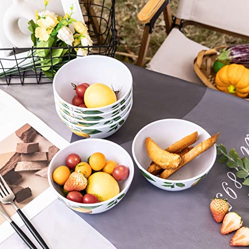 Yinshine Melamine Bowls Set, 6Pcs Lemon Cereal Bowls, White Bowl For Daily Use, 20Oz #TOP5