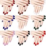 216 Uñas Postizas Cortas Uñas Falsas Artificiales Cuadradas de Mate Kit de Puntas de Uñas Falsas de Acrílico de Color Sólido Cubierta Completa de Ataúd con Pegamento para Arte de Uñas Salón Bricolaje