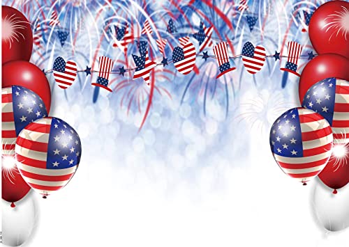 Dudaacvt 7x5ft Independence Day Photography Backdrop Bokeh Spots Fireworks US