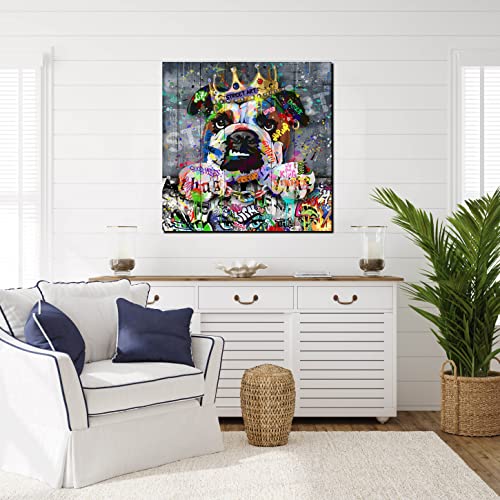 Sixttart Graffiti Wall Art For Living Room Large Size - Kids Room Wall Decor - Dog Wall Decor Ready To Hang Size 36" X 36" #TOP2