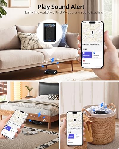 Image of ExtreLife MagSafe Wallet with Money Clip, Work with Apple Find My, Magnetic Phone Wallet Stand for iPhone 17 /16 /15 /14 /13 /12 Series, 8 Card Holder, RFID Blocking, Rechargeable, Carbon Fiber Black