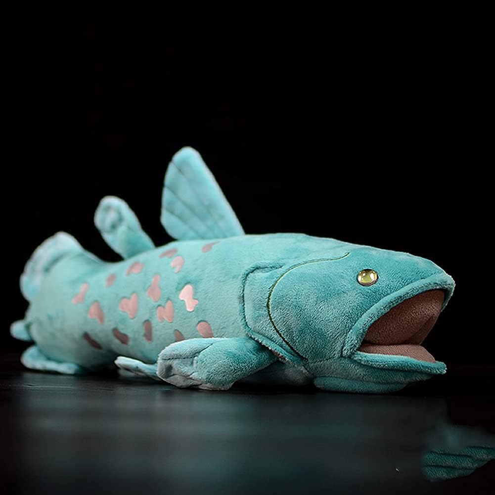 Simulation Coelacanth Plush Toy - 16" Blue Realistic Fish Stuffed Toy, Super Soft Realistic Sea Simulation Fish Doll, Plush Gift Collection Decoration for Kids