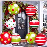 Jetec 12 Pcs 24,16 Inch Giant Christmas Inflatable Ball Outdoor Blow up | PVC Xmas Inflatables Ornaments Giant PVC Christmas Ornaments for Tree Yards Lawns Porch Garden Front Doors Holiday Decor
