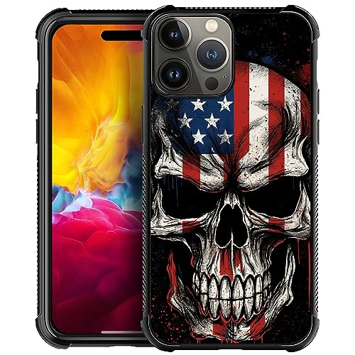 Coque iPhone 15 Pro Max anti-rayures motif crâne drapeau
