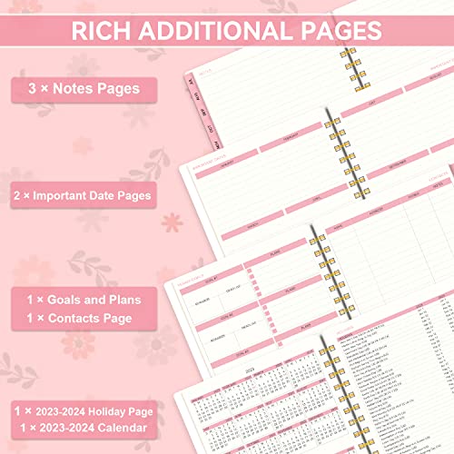 Planner 2023-2024, Academic Year Weekly And Monthly Planner, Jul. 2023 - Jun. 2024, Aimpeak Weekly Planner 2023-2024 With Tabs, Calendar Planner With Inner Pocket, Pen Loop, Flexible Cover，Spiral Binding, Gradient Pink, 5.5"X8.5" #TOP4