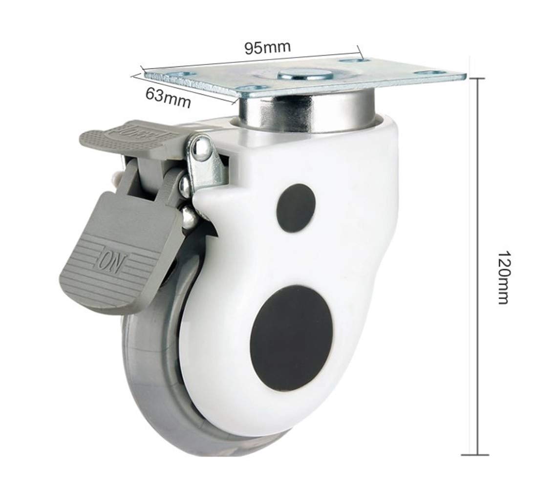 CHFENG-Caster 3 Pulgadas Médico Ruedas/Ruedas con Freno Transparente Silencio Plana Instalación de Proteger el Suelo de Equipo del Hospital