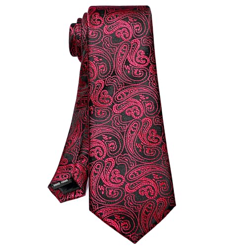 Image of 5PCS Tie and Pocket Square for Men, Silk Necktie and Handkerchief Cufflinks with Gold Ring and Lapel Pin Set