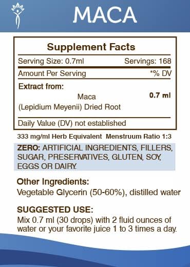 Miniatura 3 de Secrets of the Tribe Tintura de Maca Extracto sin alcohol, gotas de hierbas de alta potencia, tintura hecha de maca (Lepidium Meyenii) raíz seca 4 oz