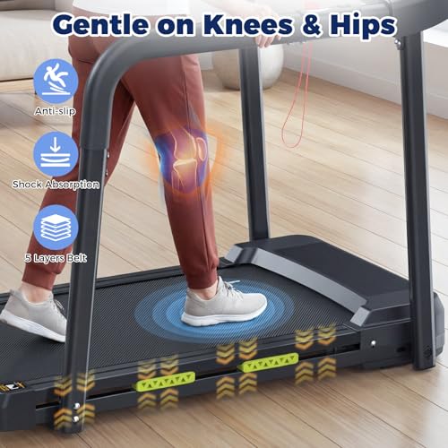 Image of Treadmill for Seniors with Long Handle Bar & Extra Wide Belt, 0.5-7.5 MPH High Speed Range, APP Control, Heart Rate Sensor, 12 Preset Programs, 300LBS Weight Capacity