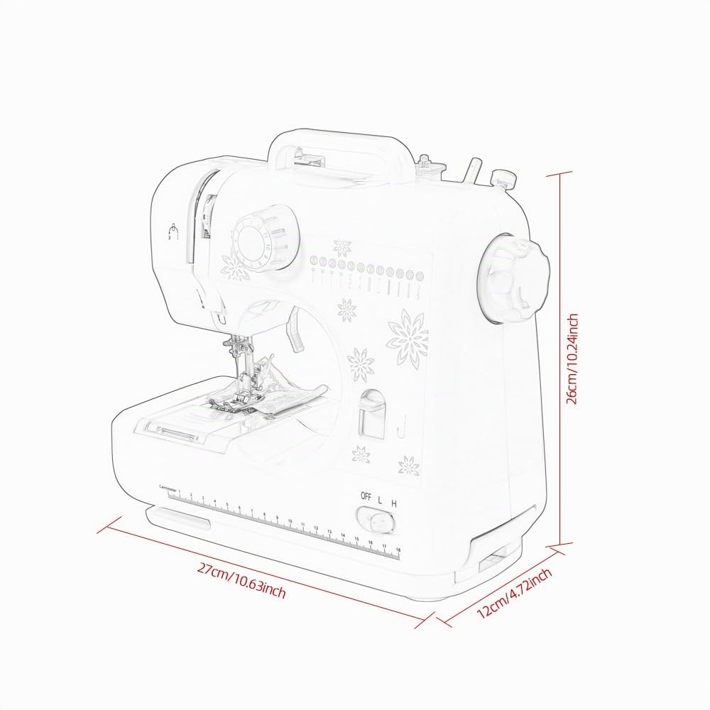 Pequeña máquina de coser, máquina de coser eléctrica portátil para principiantes con patrón de 12 puntadas