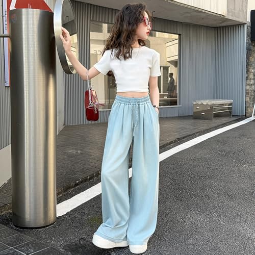 Pantalones de pierna ancha para niñas solucionan la incomodidad con cintura elástica suave 7