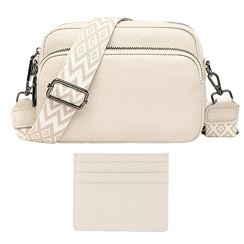 Petit sac en cuir véritable YILCER aux finitions artisanales avec pompons