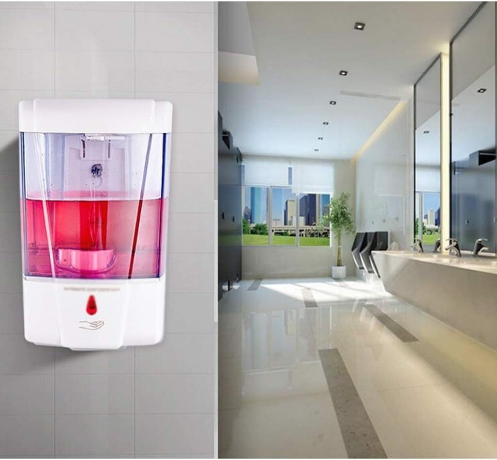 Dispenser di sapone automatico senza contatto, dispenser di sapone per piatti montato a parete, per cucina, casa, ristorante, hotel, scuola, bagno, dispenser di lozioni (batteria senza perforazione)