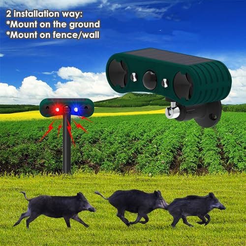 Hulppre HO-DO-16 Solar Indoor&Outdoor Motion Sensor Alarm,Ultrasonic,2*130Db Loud Siren Noise Maker,4 Modes,Mount thumb #5