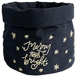 Papierdrachen Brotkorb aus Stoff - Weihnachten 2025 - mit Stickerei - Schwarz-Gold - Baumwolle - langlebig - zum Aufbewahren von Gebäck - Tischdekoration