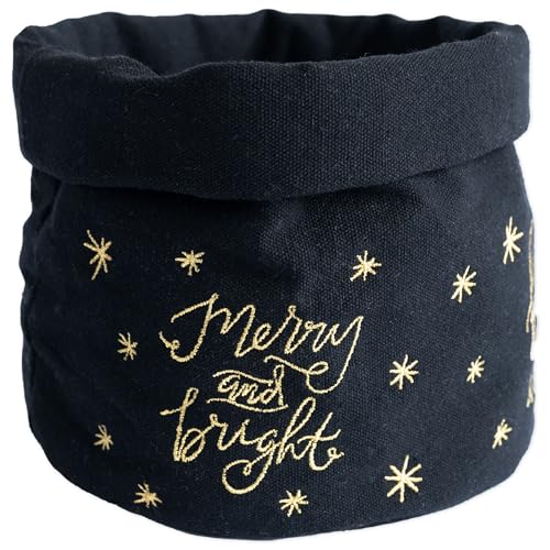 Papierdrachen Panera de tela - Navidad - con bordado - negro y dorado - algodón - duradero - para guardar pasteles - decoración de mesa