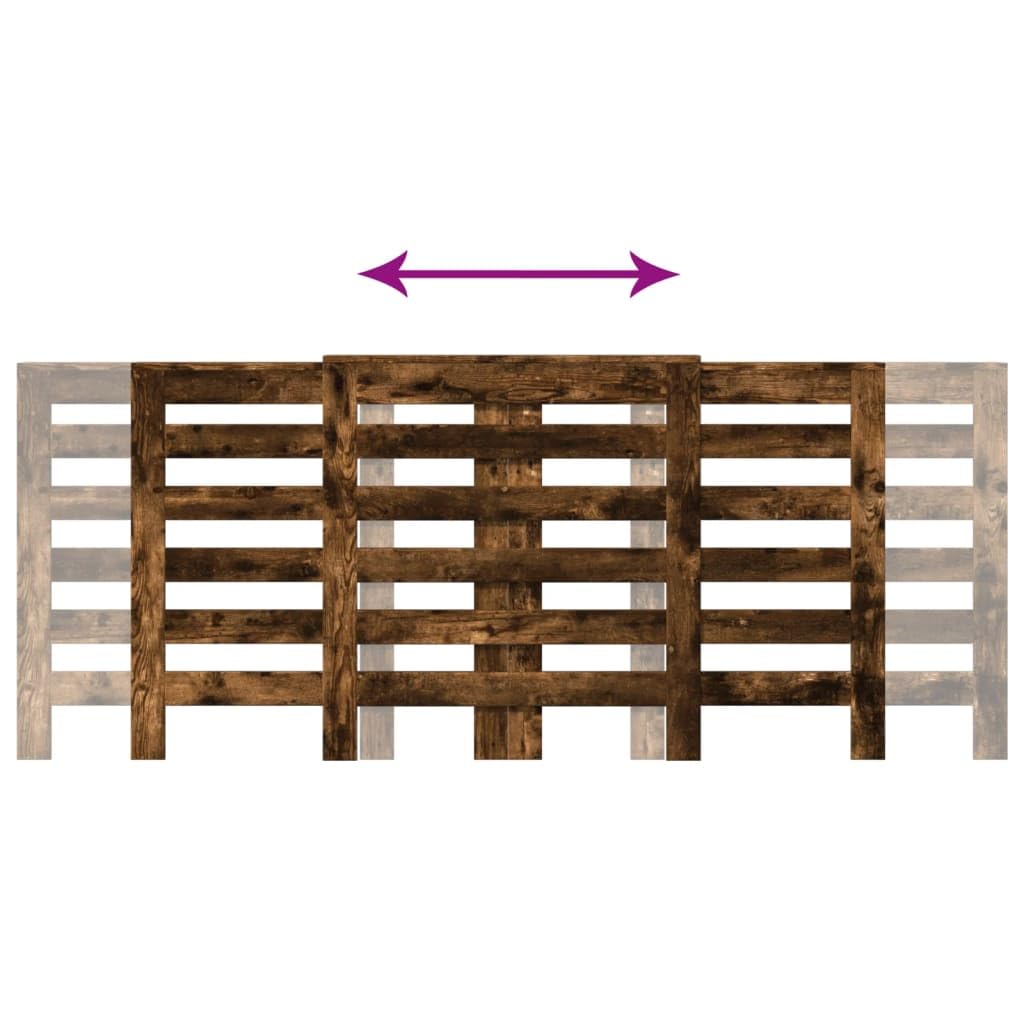 Mangloder Heizkörperverkleidung Räuchereiche aus Holzwerkstoff 205 x 21,5 x 83,5 cm mit horizontalen Latten, Wandhalterung, moderne Heizkörper Abdeckung für Wohnzimmer, Ablage und Dekoration