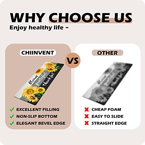 Chiinvent 10Mm Thickness Sunflower Kitchen Rugs Set Of 2, Sunflower Cushioned Anti Fatigue Comfort Mat For Home & Office Doormat Waterproof Non-Skid Kitchen Mats, 17.3"X28"+17.3"X47" #TOP6