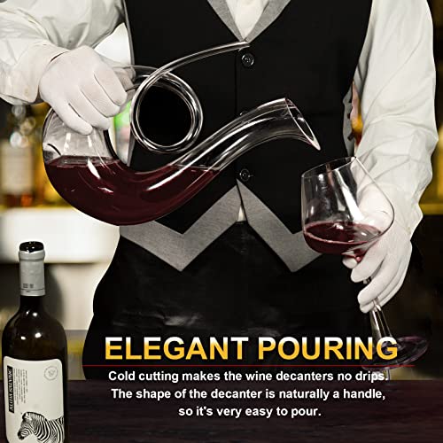 Yoxsuny SWAN Wine Decanters 1.7L Hand-Blown Crystal Carafe-Enhances Red Wine Flavor thumb #3