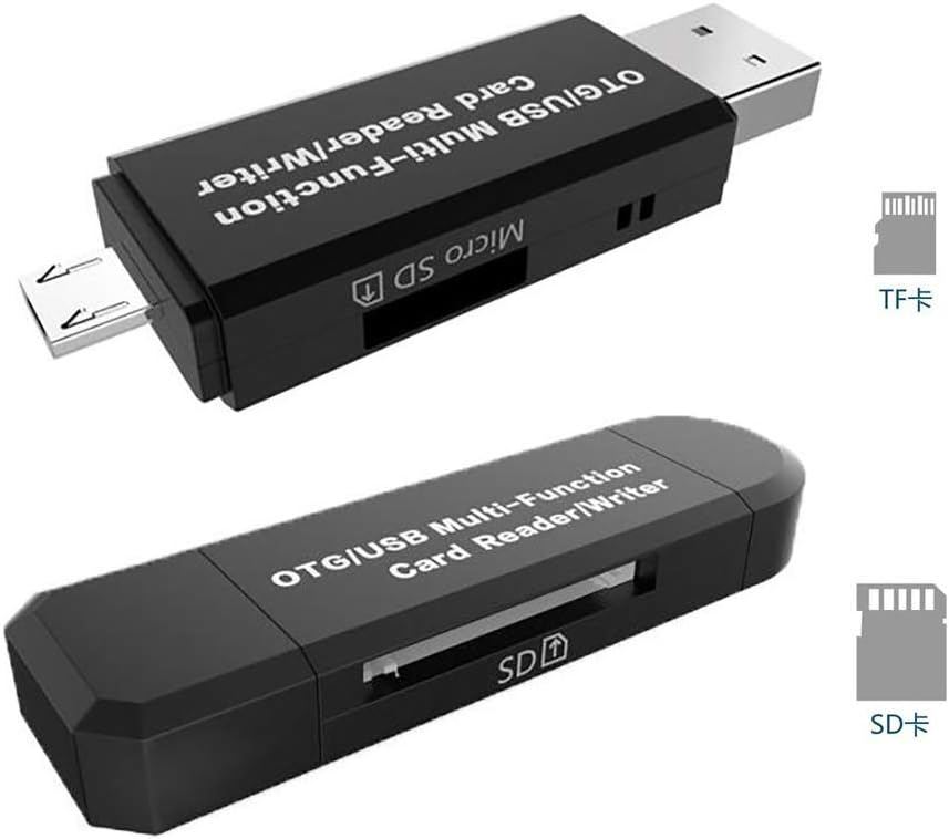 CLWHJ SD Card Reader/SD Card Adapter SD/Micro SD Card Reader/Micro OTG/USB 2.0 Multi-Function Card Reader/Writer for PC & Laptop & Smart Phones & Tablets-Black