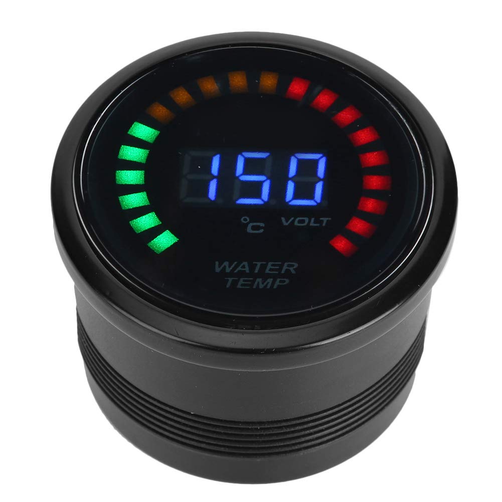 Terisass Jauge De Température Numérique LED Jauge De Température Du Liquide De Refroidissement De L'eau Avec Capteur 52mm 20-150 °C Pour 12V Auto