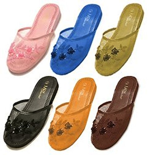 Pair Assorted Mesh Chinese Slippers- Size 6