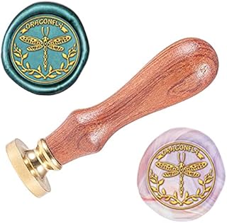 SUPERDANT Vintage Wax Seal Stamp 25mm Retro Dragonfly Branches Sealing stamp Removable Brass Head Wooden Handle for Envelope Invitation Card Embellishment Creative Gift