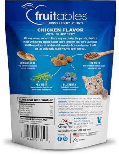 Fruitables Cat Treats Crunchy Cat Treats Packed with Protein Healthy Low Calorie Free of Wheat, Corn and Soy Made with Real Chicken and Blueberry 30 Ounces - Image 3