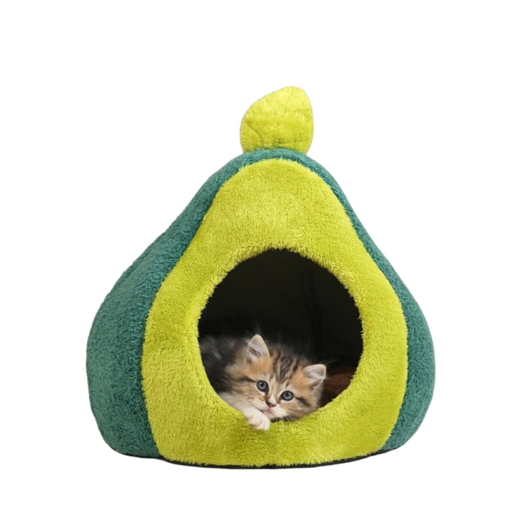 Avocado Cat Bed House for Indoor Cats & Small Dogs Soft Cave Style Pet Nest with Removable Washable Cushion Cute Tent for Kittens/Puppies