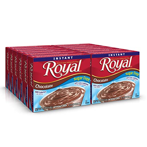 Royal Instant Pudding Dessert Mix, Chocolate Sugar Free and Fat Free 1.7 Ounce (Pack of 12)