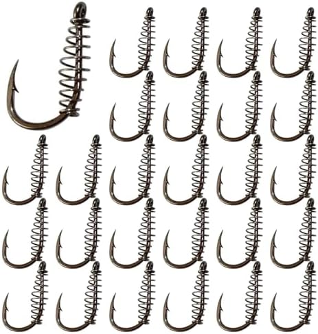 Spring Fish Hooks woojfcang 30 Pcs Twist Lock Fishing Hooks Carbon Steel Spring Fishing ...