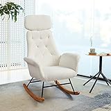 Wirrytor Modern Nursery Rocking Chair, Teddy Fabric Upholstered Glider Rocker Chair, Rocking Accent