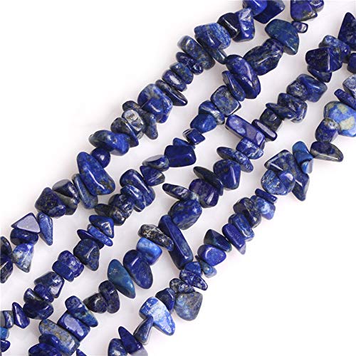 Gem-Inside Crystal Stone Chips For Jewelry Making Genius Gemstone Freeform Loose Beads With Hole For Bracelet Necklace Making Adults 34" (Lapis Lazul, 7-8Mm) #TOP16