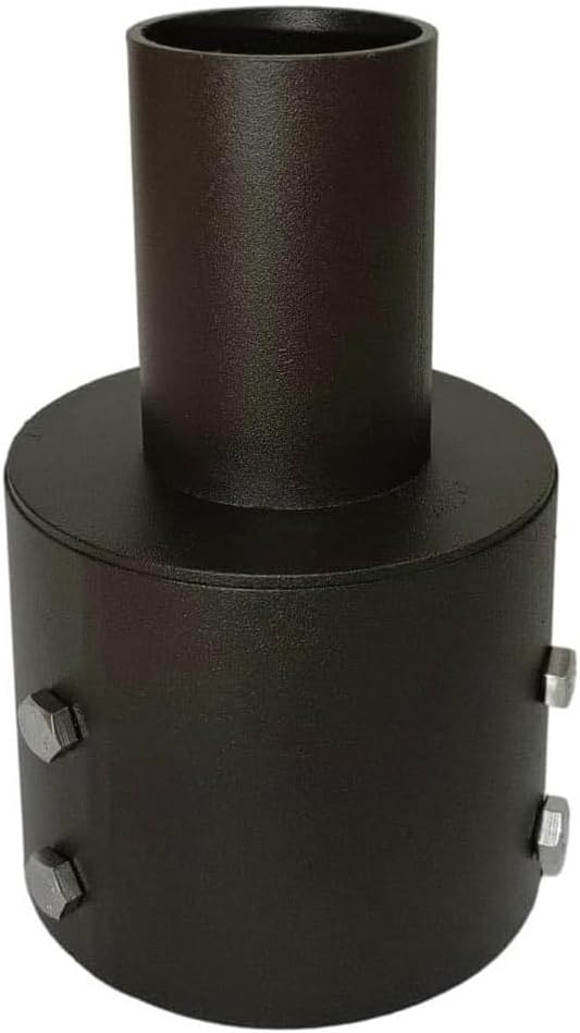 Light Pole Top Tenon Adapter, 5 Inch to 2-3/8 Inch Round Reducer, Black Finish, Metal Steel, Outdoor Lighting Mount Bracket Accessary (5'' Round to 2-3/8'' Bronze 1 Pack)