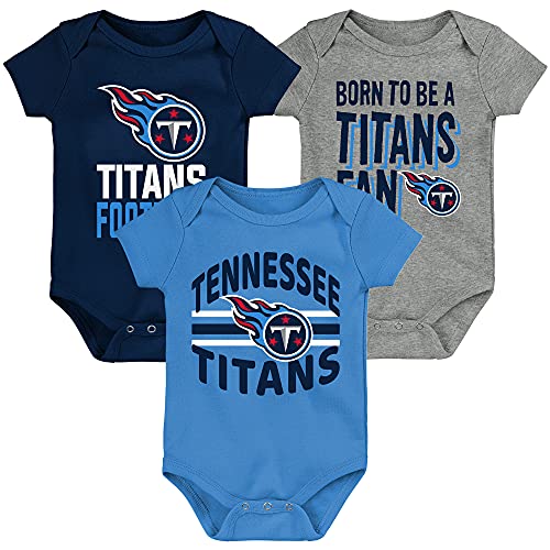 Outerstuff Newborn & Infant Navy Light Blue Heathered Gray Tennessee Titans 3rd Down & Goal Three-Piece Bodysuit Set