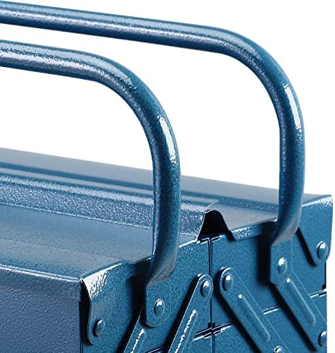 Deuba Tool Box Empty Big Steel 5 Compartments Tool Case Blue Garage Organiser Case 53x20x20 cm (21x8x8 IN)