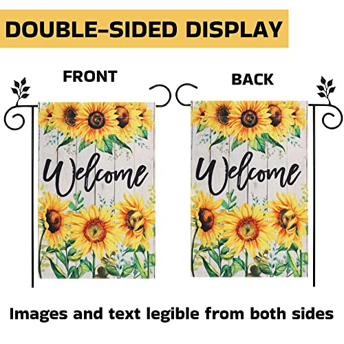 Summer Garden Flag Sunflowers Double Sided,12X 18 Inch Garden Decor For Outside,Seasonal Welcome Small Burlap Outdoor Decorations For Yard Front Porch #TOP2