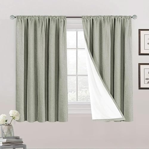 PrinceDeco Cortinas opacas de lino de 54 pulgadas de largo, cortinas opacas 100% para dormitorio, cortinas opacas de lino con bolsillo para barra, PrinceDeco Cortinas opacas de lino de 54 pulgadas de largo, cortinas opacas 100% para dormitorio, cortinas opacas de lino con bolsillo para barra,