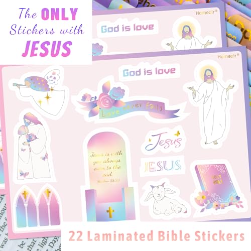 Image of 2 Pack Bible Tabs, Gold Foil Laminated Bible Tabs, Bible Tabs for Women & Men, Christian Gifts, Large Print Bible Tabs with Unique Sticker, Bible Book Index Tabs Labels, Bible Study Supplies, Rainbow
