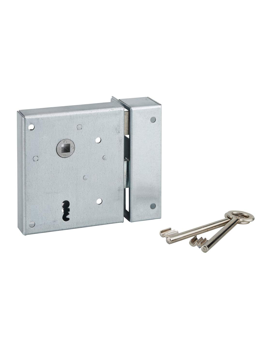 THIRARD - Serratura Applicare Alsace a Chiave a Bocchetta per Porta Interna - Destra Tirante - Quadro 8 mm - Asse 60 mm - 110 x 70 mm - Giallo/Dorato - 2 Chiavi Incluse