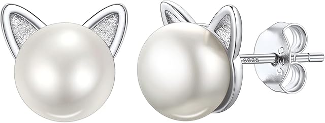 Silvora Freshwater Cultured Pearls Stud Earrings 925 Sterling Silver Baroque Earrings for Women, Elegant Engagement Wedding Jewelry (Send Gift Box)