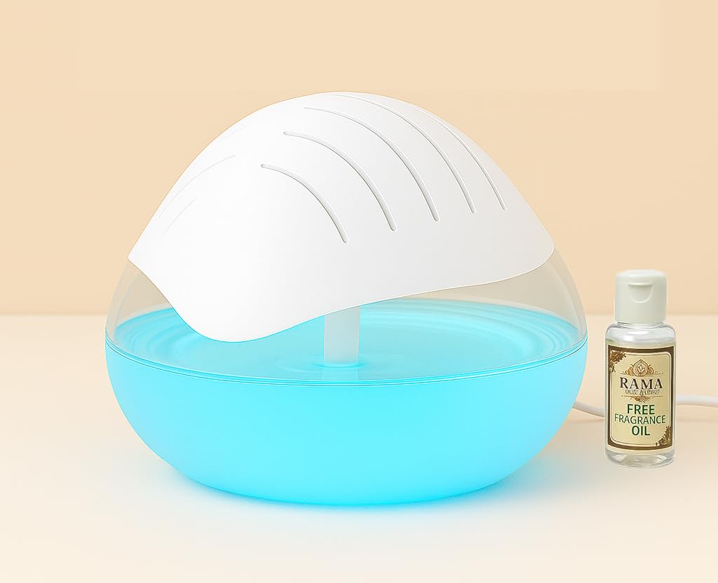 Rama Emporium LED Air Purifier & Aroma Diffuser – 500ml Water Capacity with Free Fragrance Oil – Humidifier & Room Freshener for Home, Office, Bedroom – White Color (White LED)-image-46