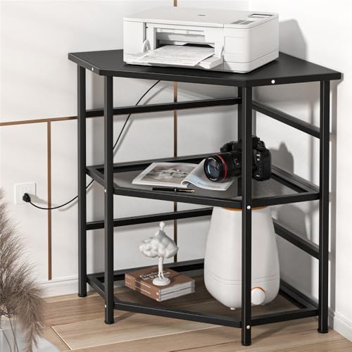 Soporte de CPU en esquina para torre PC con tomas de corriente y puerto USB, para oficina y hogar, estante de almacenamiento miniatura 3