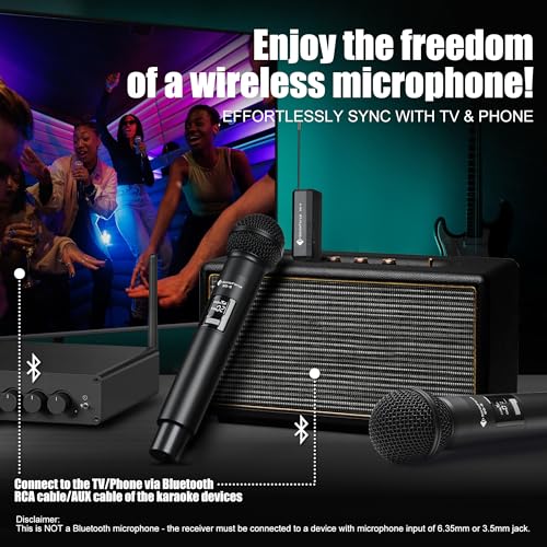 SonixForce Wireless Microphone - Karaoke Microphone for Singing -Rechargeable Dual Dynamic Handheld Microphones with Receiver - 240ft Range Cordless Mic for Speaker, Mixer, Amplifier & Karaoke Machine by SonixForce - Image 9
