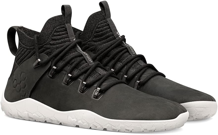 Magna FG Womens Barefoot Hiking Shoes | Waterproof, Lightweight & Puncture Resistant | All Weather & Terrains | Wide Fit Grounding Shoes | Leather Obsidian/White