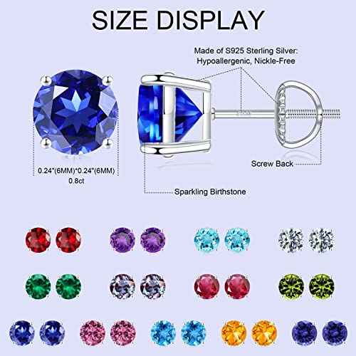 925 Sterling Silver Love Stud Earrings For Women, Screw Back Sapphire Earrings September Birthstone Jewelry Valentine Mothers Day Birthday Gifts For Mom Grandma Sister Best Friends From Daughter Son #TOP4