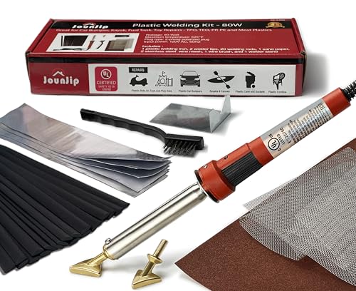 JOUNJIP Standard Plastic Welding Kit- UL Certified Welder 80W- Professional Grade Plastic Repair Kit for Automotive Car Bumper, Kayak, Tank Repair