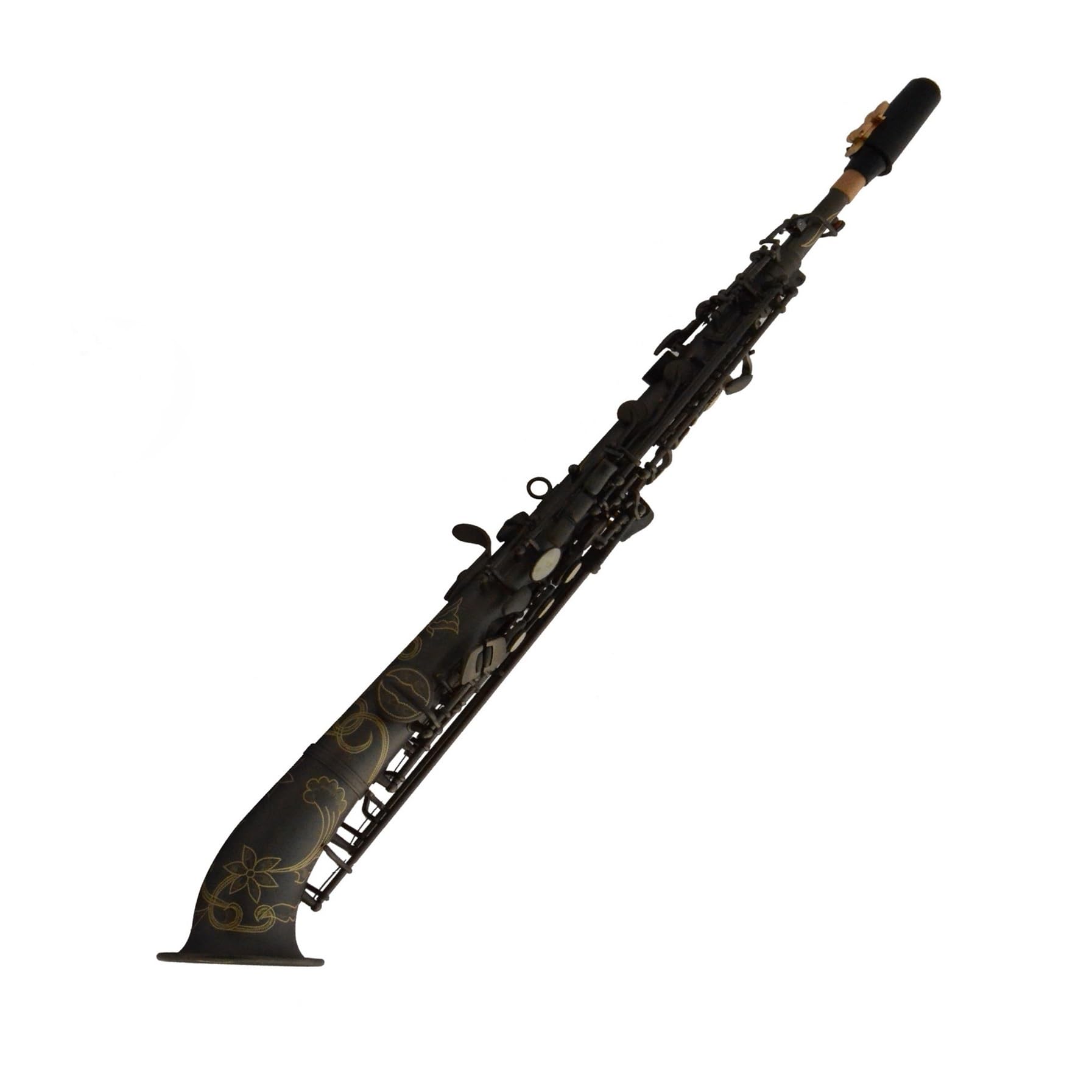 Instrument Muzyczny Profesjonalny Saksofon Sopranowy B Flat Matowy BK Niklowany Z Rozciętym Zakrzywionym Ustnikiem Saksofon