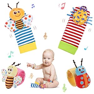 Baby Rattles Toys 0-3-6-12 Months, Wrist Rattles & Foot Rattle Socks Toy for Babies, Soft Newborn Toys for Infant Boy or…