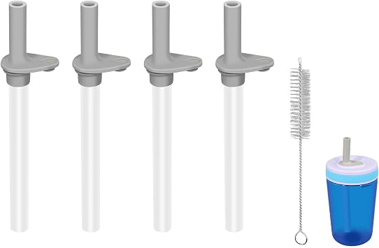 Replacement Straws Compatible with Zak 15oz Water Bottle,Reusable Straw with Cleaning Brush Grey-4 Pack